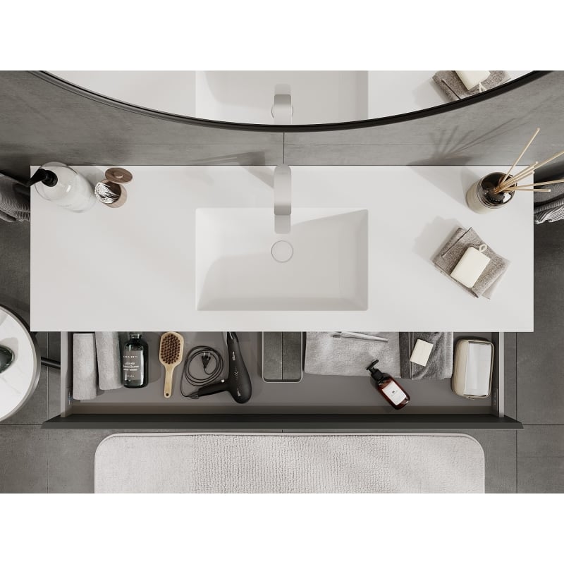 Mexen Orio meuble de salle de bain 140 cm avec lavabo Otis, 2 tiroirs, graphite mat/blanc mat - 91A10-14047-2-BFF66-W18M01
