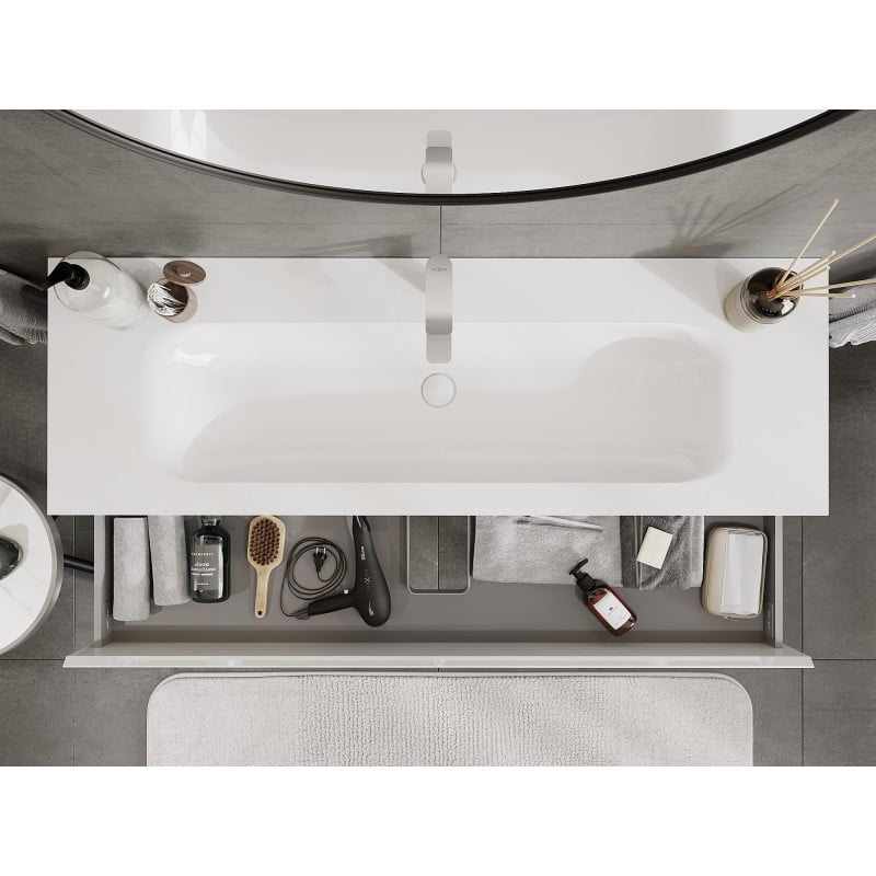 Mexen Orio armoire de salle de bains 140 cm avec lavabo Vela, 2 tiroirs, blanc brillant - 91A10-14047-2-BFF00-W23M00