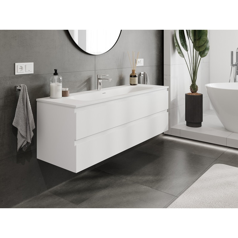 Mexen Orio meuble de salle de bain 140 cm avec lavabo Vela, 2 tiroirs, blanc mat - 91A10-14047-2-BFF01-W23M01