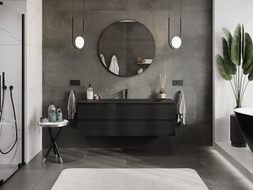 Mexen Orio meuble de salle de bains 140 cm avec lavabo Vela, 2 tiroirs, noir brillant/noir mat - 91A10-14047-2-BFF70-W23M71