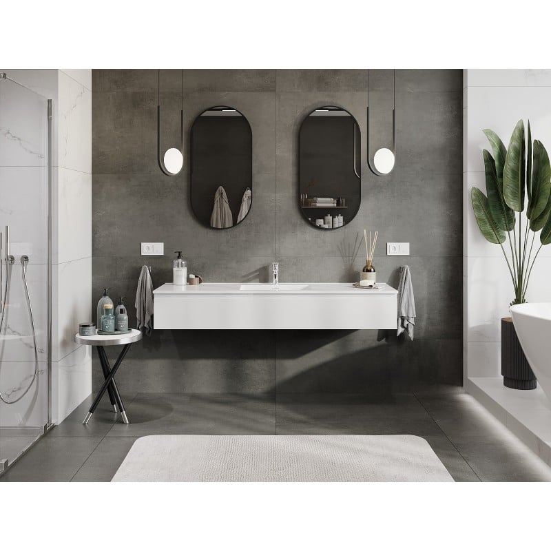 Mexen Orio meuble de salle de bain 160 cm avec lavabo Otis, 1 tiroir, blanc brillant - 91A10-16023-1-BF00-W18M00