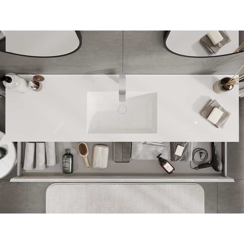 Mexen Orio meuble de salle de bain 160 cm avec lavabo Otis, 1 tiroir, blanc brillant - 91A10-16023-1-BF00-W18M00