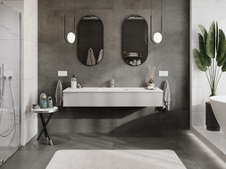 Mexen Orio meuble de salle de bains 160 cm avec lavabo Otis, 1 tiroir, gris mat/blanc mat - 91A10-16023-1-BF62-W18M01