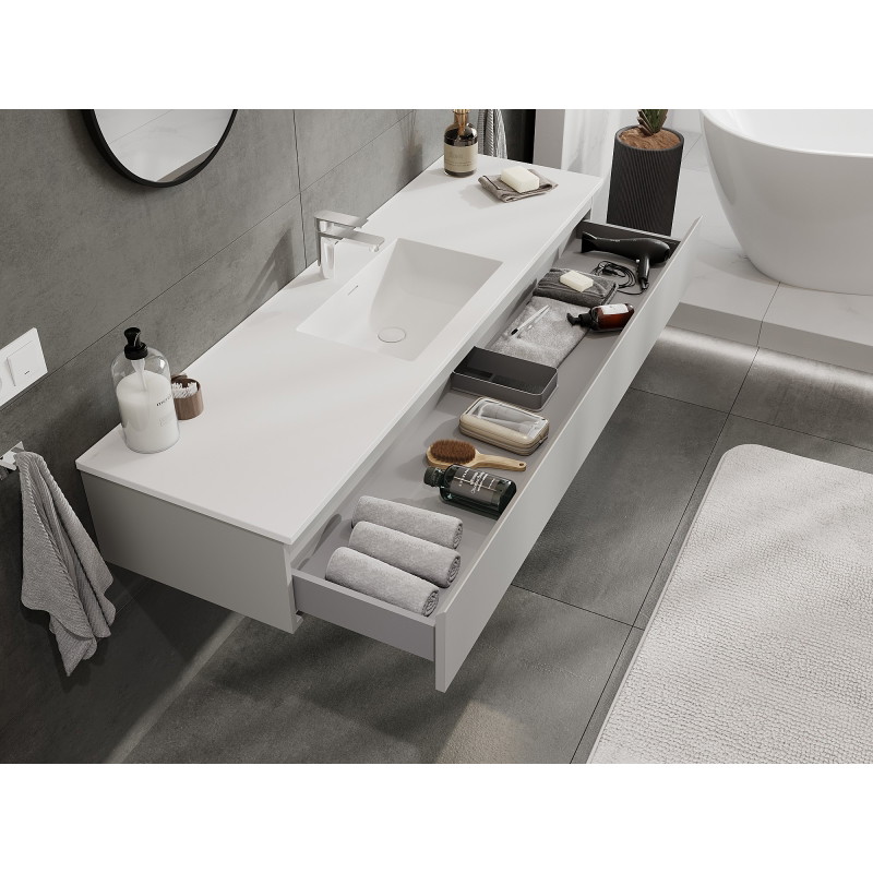 Mexen Orio meuble de salle de bains 160 cm avec lavabo Otis, 1 tiroir, gris mat/blanc mat - 91A10-16023-1-BF62-W18M01