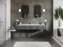 Mexen Orio armoire de salle de bain 160 cm avec lavabo Otis, 1 tiroir, graphite mat/blanc mat - 91A10-16023-1-BF66-W18M01