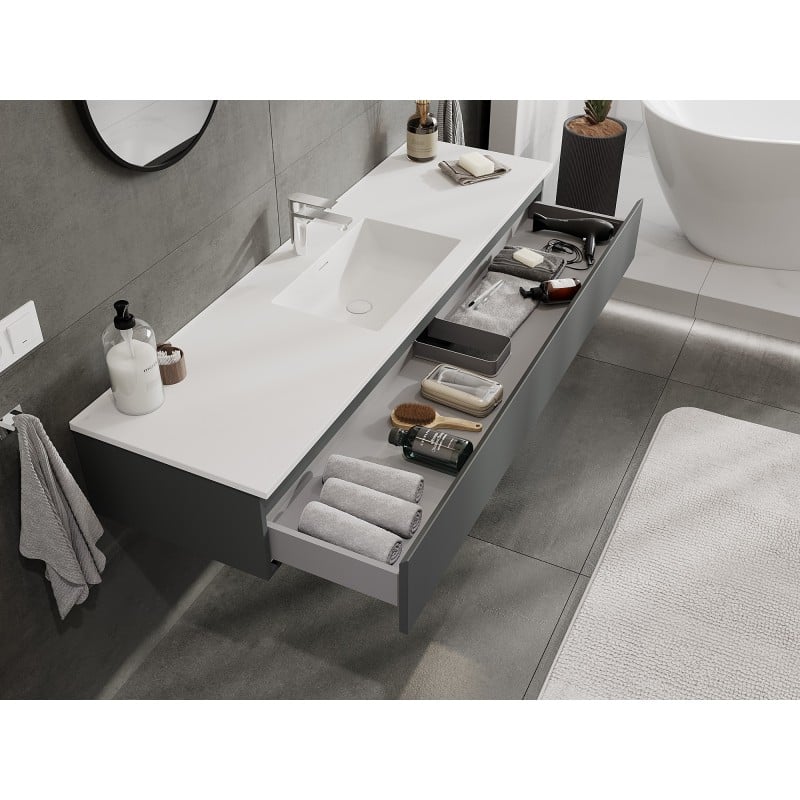 Mexen Orio armoire de salle de bain 160 cm avec lavabo Otis, 1 tiroir, graphite mat/blanc mat - 91A10-16023-1-BF66-W18M01