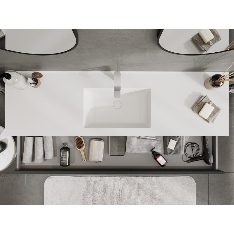 Mexen Orio armoire de salle de bain 160 cm avec lavabo Otis, 1 tiroir, graphite mat/blanc mat - 91A10-16023-1-BF66-W18M01