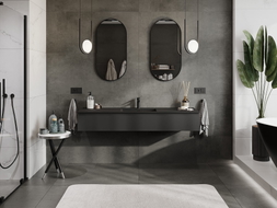 Mexen Orio meuble de salle de bains 160 cm avec lavabo Otis, 1 tiroir, noir mat - 91A10-16023-1-BF71-W18M71