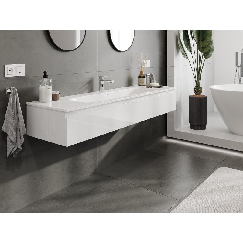 Mexen Orio meuble de salle de bain 160 cm avec lavabo Vela, 1 tiroir, blanc brillant - 91A10-16023-1-BF00-W23M00