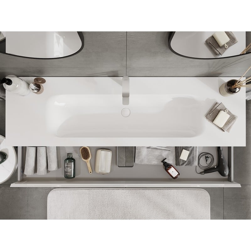 Mexen Orio meuble de salle de bain 160 cm avec lavabo Vela, 1 tiroir, blanc brillant - 91A10-16023-1-BF00-W23M00