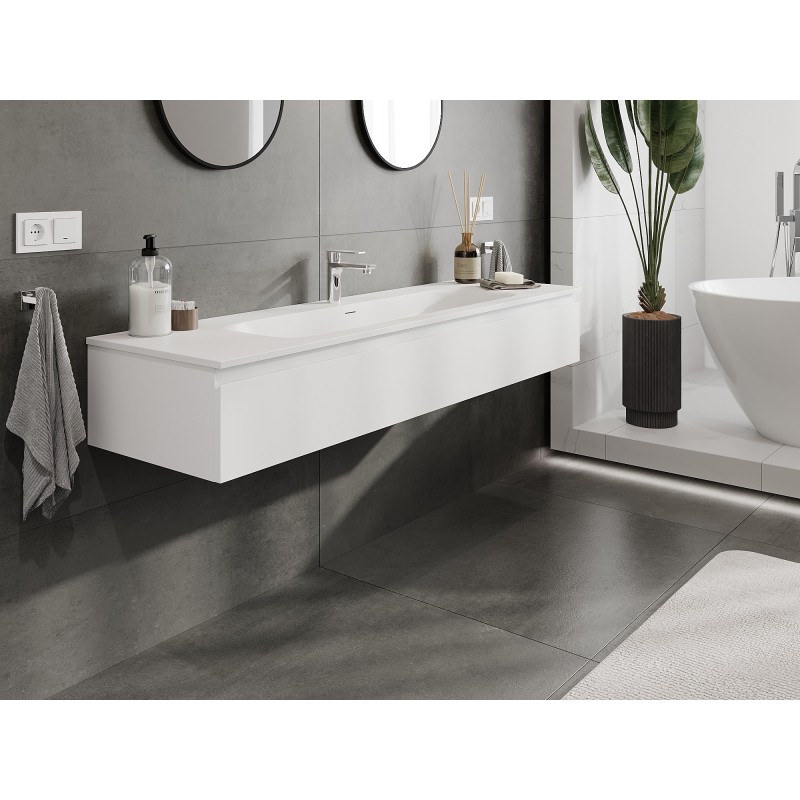 Mexen Orio meuble de salle de bain 160 cm avec lavabo Vela, 1 tiroir, blanc mat - 91A10-16023-1-BF01-W23M01