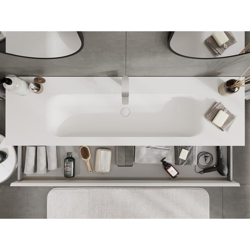Mexen Orio meuble de salle de bain 160 cm avec lavabo Vela, 1 tiroir, blanc mat - 91A10-16023-1-BF01-W23M01