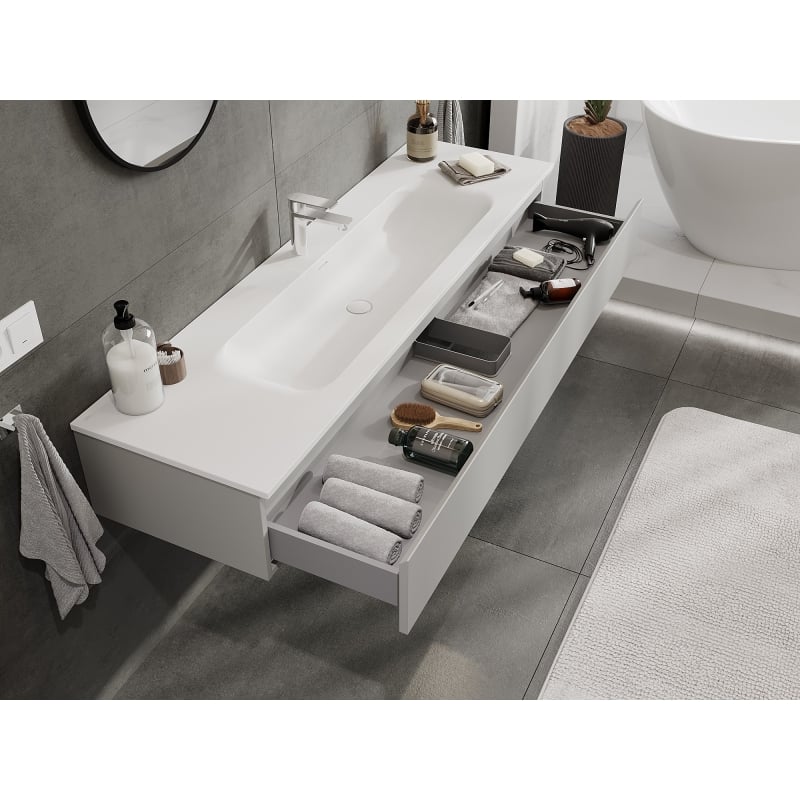 Mexen Orio meuble de salle de bain 160 cm avec lavabo Vela, 1 tiroir, gris mat/blanc mat - 91A10-16023-1-BF62-W23M01