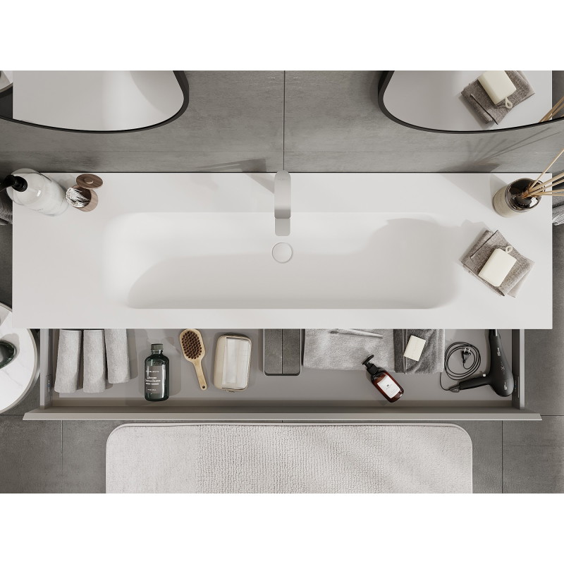 Mexen Orio meuble de salle de bain 160 cm avec lavabo Vela, 1 tiroir, gris mat/blanc mat - 91A10-16023-1-BF62-W23M01