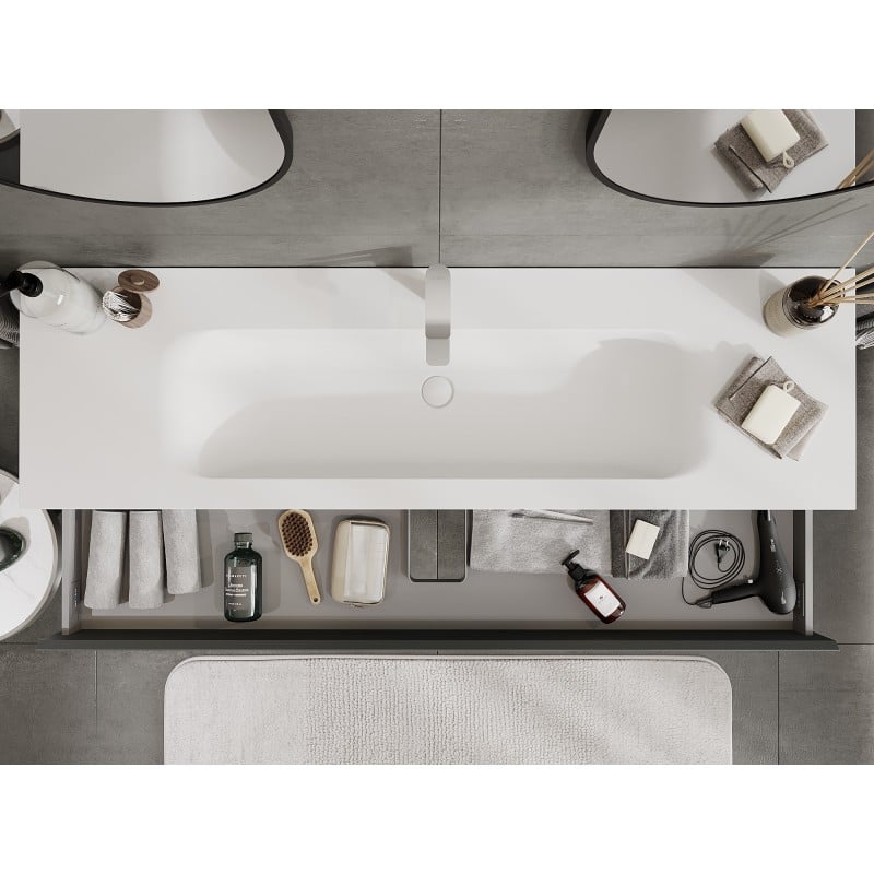 Mexen Orio meuble de salle de bain 160 cm avec lavabo Vela, 1 tiroir, graphite mat/blanc mat - 91A10-16023-1-BF66-W23M01