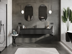 Mexen Orio meuble de salle de bain 160 cm avec lavabo Vela, 1 tiroir, noir mat - 91A10-16023-1-BF71-W23M71