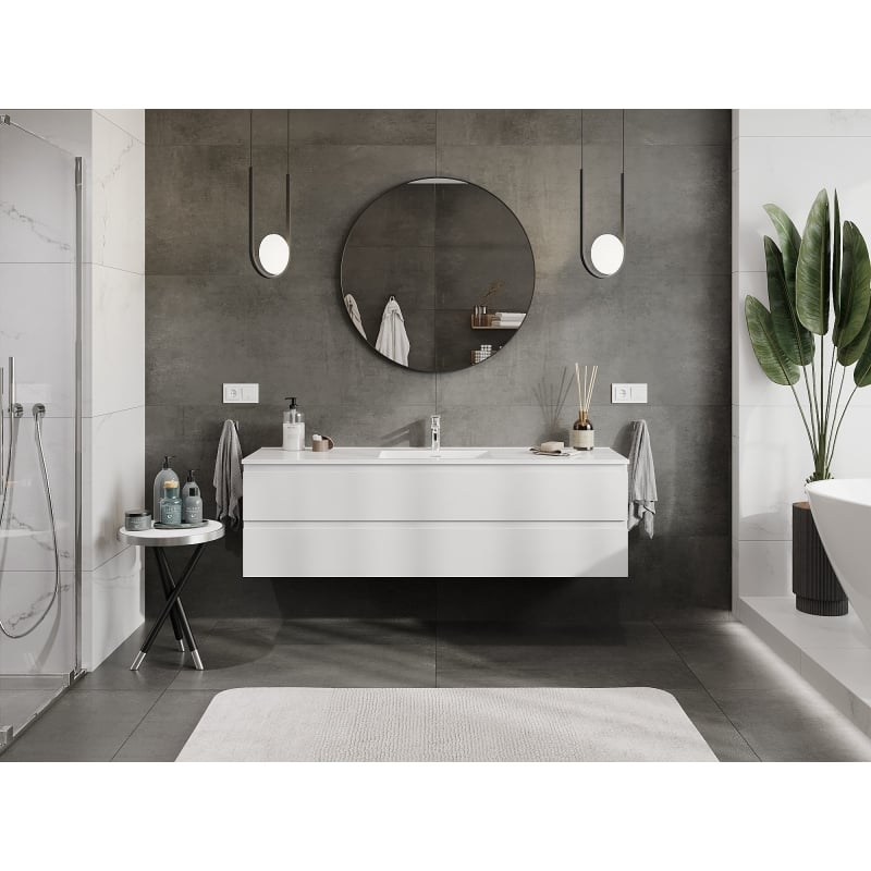 Mexen Orio meuble de salle de bain 160 cm avec lavabo Otis, 2 tiroirs, blanc brillant - 91A10-16047-2-BFF00-W18M00