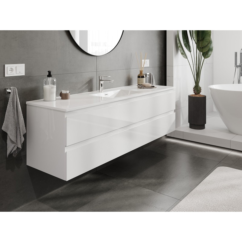 Mexen Orio meuble de salle de bain 160 cm avec lavabo Otis, 2 tiroirs, blanc brillant - 91A10-16047-2-BFF00-W18M00