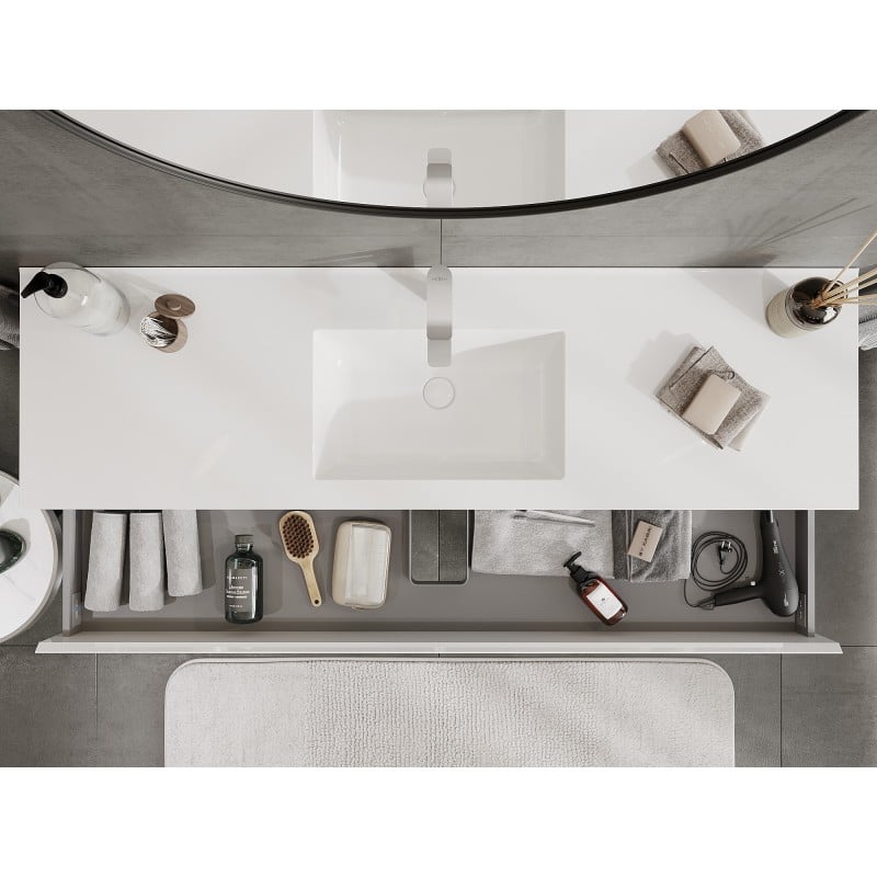 Mexen Orio meuble de salle de bain 160 cm avec lavabo Otis, 2 tiroirs, blanc brillant - 91A10-16047-2-BFF00-W18M00