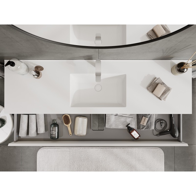 Mexen Orio meuble de salle de bains 160 cm avec lavabo Otis, 2 tiroirs, blanc mat - 91A10-16047-2-BFF01-W18M01