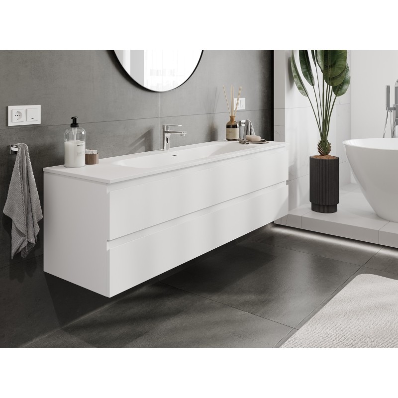 Mexen Orio meuble de salle de bain 160 cm avec lavabo Vela, 2 tiroirs, blanc mat - 91A10-16047-2-BFF01-W23M01