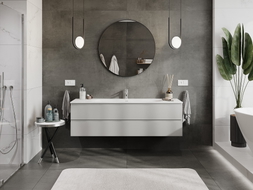 Mexen Orio meuble de salle de bain 160 cm avec lavabo Vela, 2 tiroirs, gris mat/blanc mat - 91A10-16047-2-BFF62-W23M01