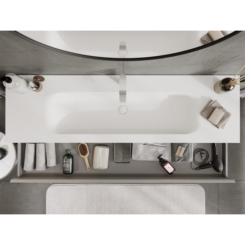 Mexen Orio meuble de salle de bain 160 cm avec lavabo Vela, 2 tiroirs, gris mat/blanc mat - 91A10-16047-2-BFF62-W23M01