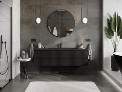 Mexen Orio meuble de salle de bain 160 cm avec lavabo Vela, 2 tiroirs, noir brillant/noir mat - 91A10-16047-2-BFF70-W23M71