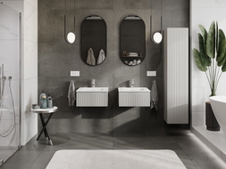 Mexen Rivel armoire de salle de bain 50 cm avec lavabo Otis, 1 tiroir, rainuré, gris mat/blanc mat - 91A20-05023-1-BF62-W18M01