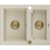 Mexen Carlos évier en granit 1,5 bac 582 x 475 mm, beige, siphon doré - 6518581500-69-G