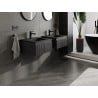 Mexen Rivel meuble de salle de bain 50 cm avec lavabo Otis, 1 tiroir, rainuré, noir mat - 91A20-05023-1-BF71-W18M71