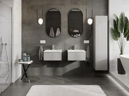 Mexen Rivel meuble de salle de bains 50 cm avec lavabo Vela, 1 tiroir, rainuré, gris mat/blanc mat - 91A20-05023-1-BF62-W23M01