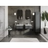 Mexen Rivel meuble de salle de bain 50 cm avec lavabo Vela, 1 tiroir, cannelé, graphite mat/blanc mat