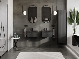 Mexen Rivel meuble de salle de bain 50 cm avec vasque Vela, 1 tiroir, rainuré, noir mat - 91A20-05023-1-BF71-W23M71