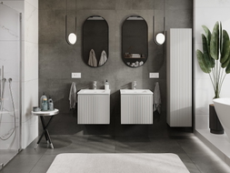 Mexen Rivel armoire de salle de bain 50 cm avec lavabo Otis, 1 tiroir, rainuré, gris mat/blanc mat - 91A20-05047-1-BF62-W18M01