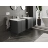 Mexen Rivel meuble de salle de bains 50 cm avec lavabo Otis, 1 tiroir, cannelé, graphite mat/blanc mat