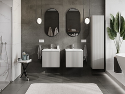 Mexen Rivel meuble de salle de bain 50 cm avec lavabo Vela, 1 tiroir, rainuré, gris mat/blanc mat - 91A20-05047-1-BF62-W23M01