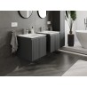 Mexen Rivel armoire de salle de bain 50 cm avec lavabo Vela, 1 tiroir, cannelée, graphite mat/blanc mat