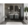 Mexen Rivel armoire de salle de bain 50 cm avec lavabo Vela, 1 tiroir, cannelée, graphite mat/blanc mat