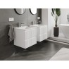 Mexen Rivel meuble de salle de bain 50 cm avec lavabo Otis, 2 tiroirs, rainuré, blanc mat - 91A20-05047-2-BFF01-W18M01