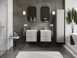 Mexen Rivel meuble de salle de bain 50 cm avec vasque Otis, 2 tiroirs, rainuré, gris mat/blanc mat - 91A20-05047-2-BFF62-W18M01