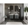 Mexen Rivel meuble de salle de bain 50 cm avec lavabo Otis, 2 tiroirs, rainuré, graphite mat/blanc mat