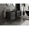 Mexen Rivel meuble de salle de bains 50 cm avec lavabo Otis, 2 tiroirs, nervuré, noir mat - 91A20-05047-2-BFF71-W18M71