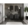 Mexen Rivel meuble de salle de bains 50 cm avec lavabo Otis, 2 tiroirs, nervuré, noir mat - 91A20-05047-2-BFF71-W18M71