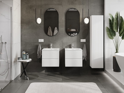 Mexen Rivel armoire de salle de bains 50 cm avec lavabo Vela, 2 tiroirs, rainurée, blanc mat - 91A20-05047-2-BFF01-W23M01