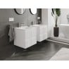 Mexen Rivel armoire de salle de bains 50 cm avec lavabo Vela, 2 tiroirs, rainurée, blanc mat - 91A20-05047-2-BFF01-W23M01