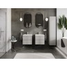 Mexen Rivel armoire de salle de bains 50 cm avec lavabo Vela, 2 tiroirs, rainurée, gris mat/blanc mat
