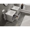 Mexen Rivel armoire de salle de bains 50 cm avec lavabo Vela, 2 tiroirs, rainurée, gris mat/blanc mat
