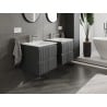 Mexen Rivel meuble de salle de bain 50 cm avec lavabo Vela, 2 tiroirs, rainuré, graphite mat/blanc mat