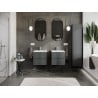 Mexen Rivel meuble de salle de bain 50 cm avec lavabo Vela, 2 tiroirs, rainuré, graphite mat/blanc mat